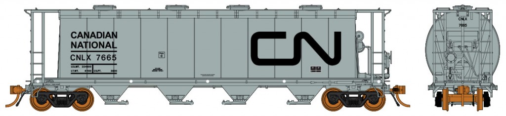 3800 CF Covered Hopper - CN Wet Noodle (Grey) CNLX 7463 - Click Image to Close