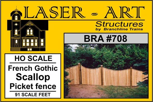 HO 3.25' French Gothic Picket Fence - 91 Scale Feet
