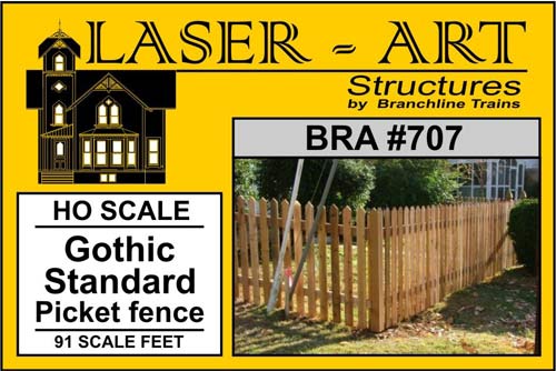 HO 2.5' Gothic Standard Picket Fence - 91 Scale Feet - Click Image to Close